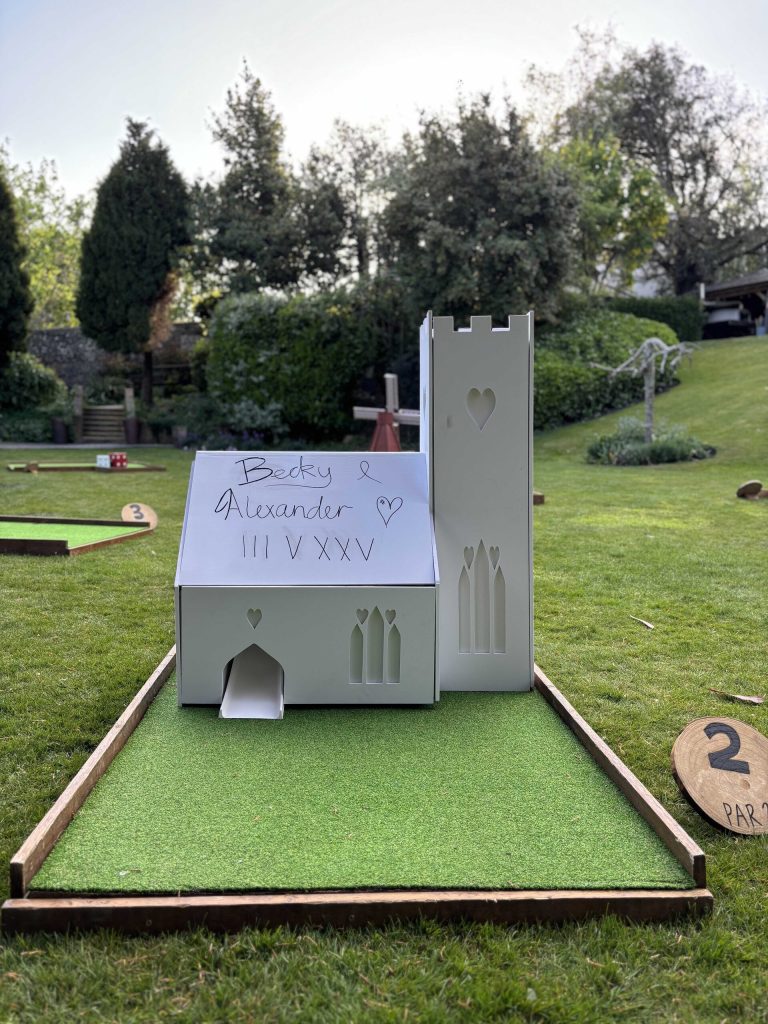 Wedding church obstacle on mobile mini golf course